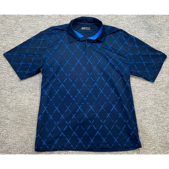 Nike Golf Polo Men Large Blue Diamond Performace Lightweight Golf Active Fit Dry - Picture 1 of 8